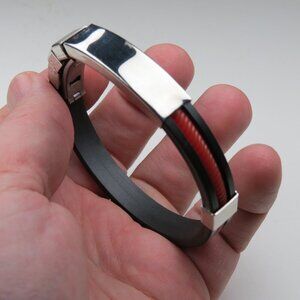 $150 ID Bracelet St. Steel & Rubber Black-Red
